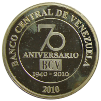 BCV 50 Bolívares 2010 - Moneda de Plata 70 Aniversario - Numisfila