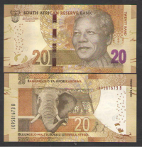 Billete Sudafrica 20 Rands 2015 Mandela, Elefantes - Numisfila