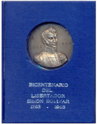 Medalla de Plata Simón Bolívar 1983 Libertador Bicentenario en Estuche Original  - Numisfila