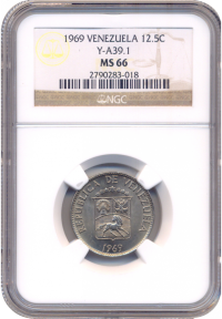 Moneda 12½ Céntimos Locha 1969 Nervio Continuo NGC MS 66 - Numisfila