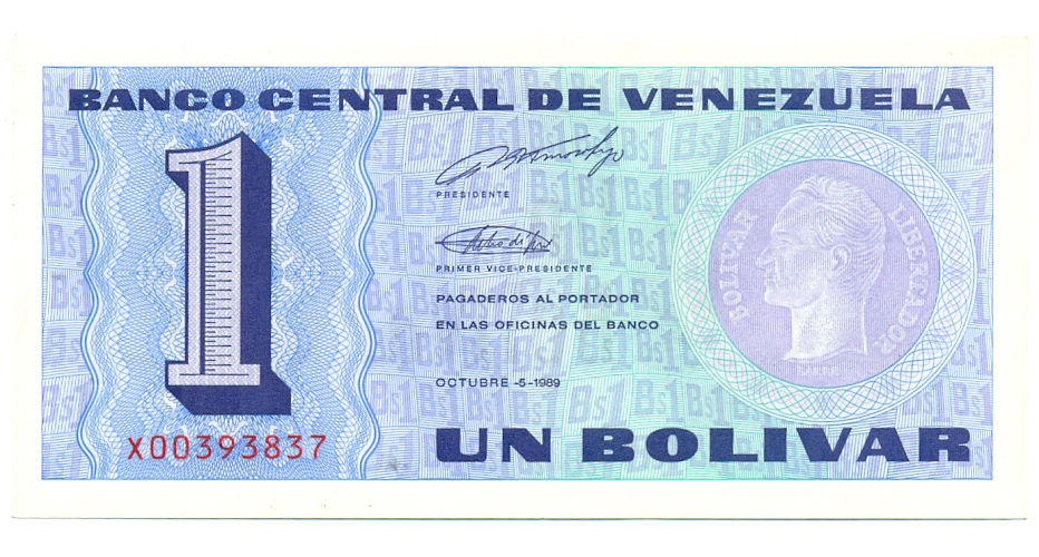 Billete 1 Bolívar - Tinoquito 1989 Serial X8 - Numisfila