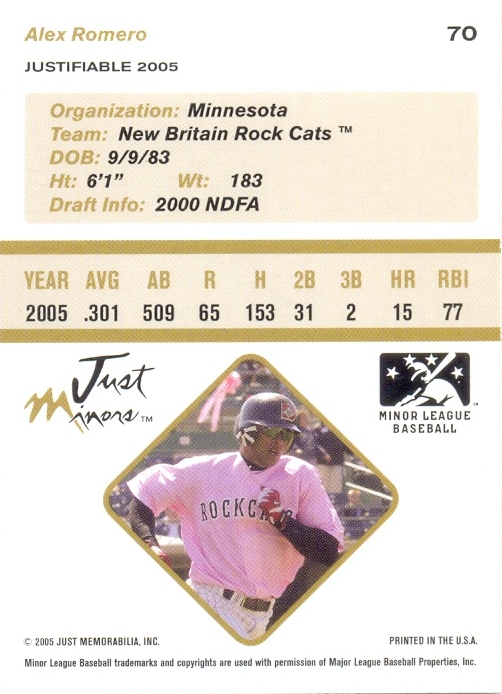 Barajita Alex Romero Minors 2005 # 70  - Numisfila