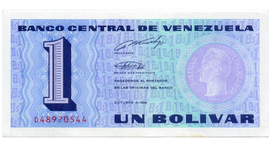 Billete 1 Bolívar 1989 Serie D8 Tinoquito  - Numisfila