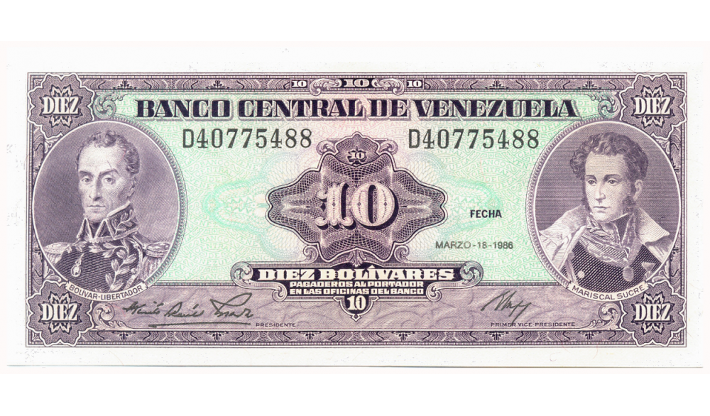 Billetes 10 Bolívares 1986 Serial D8 - Numisfila