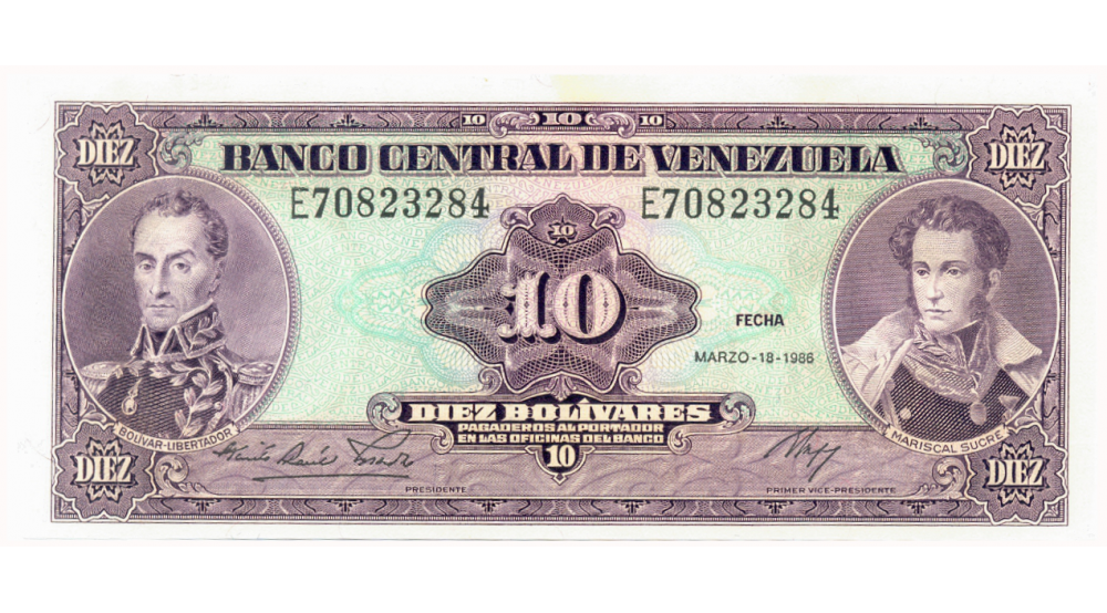 Billete 10 Bolívares 1986 Serial E8   - Numisfila