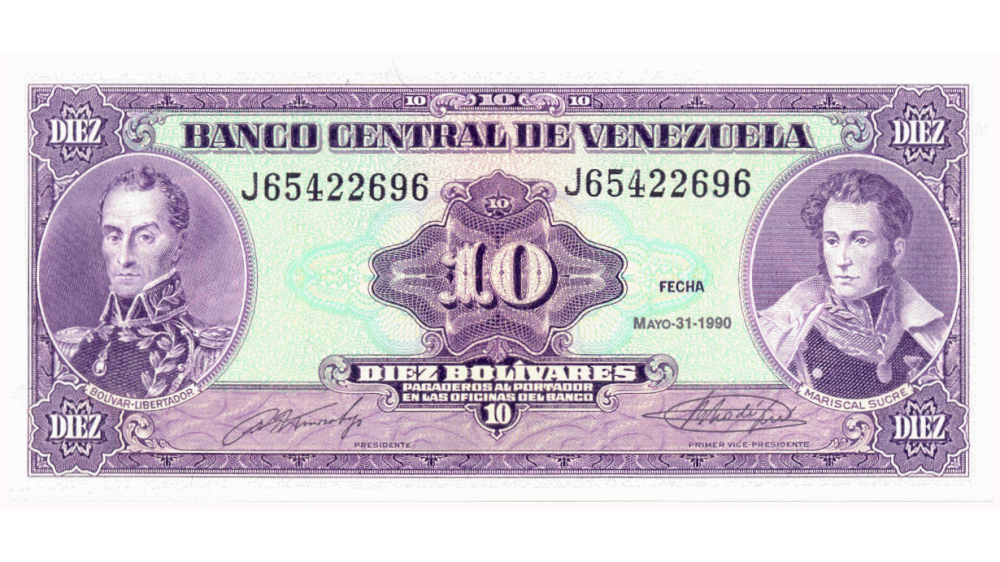 Billete 10 Bolívares 1990 Serial J8  - Numisfila