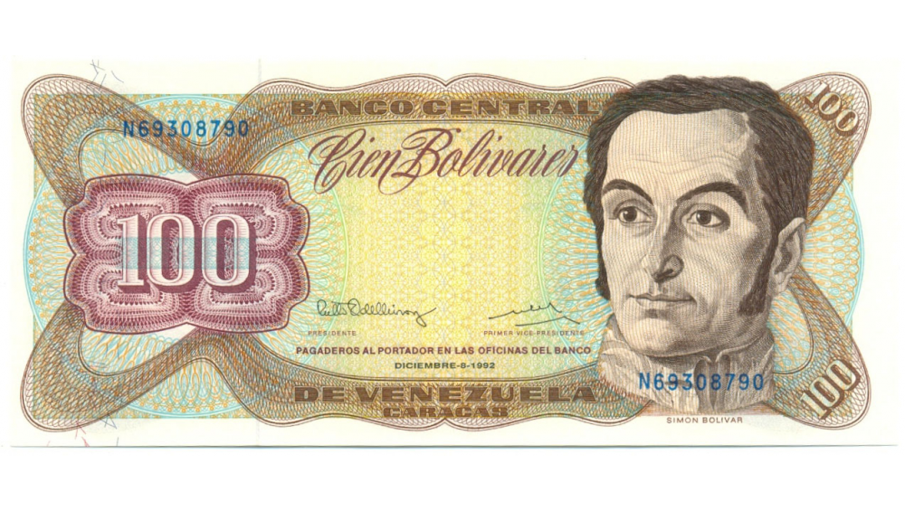 Billete 100 Bolívares Diciembre 1992 Serial N8  - Numisfila