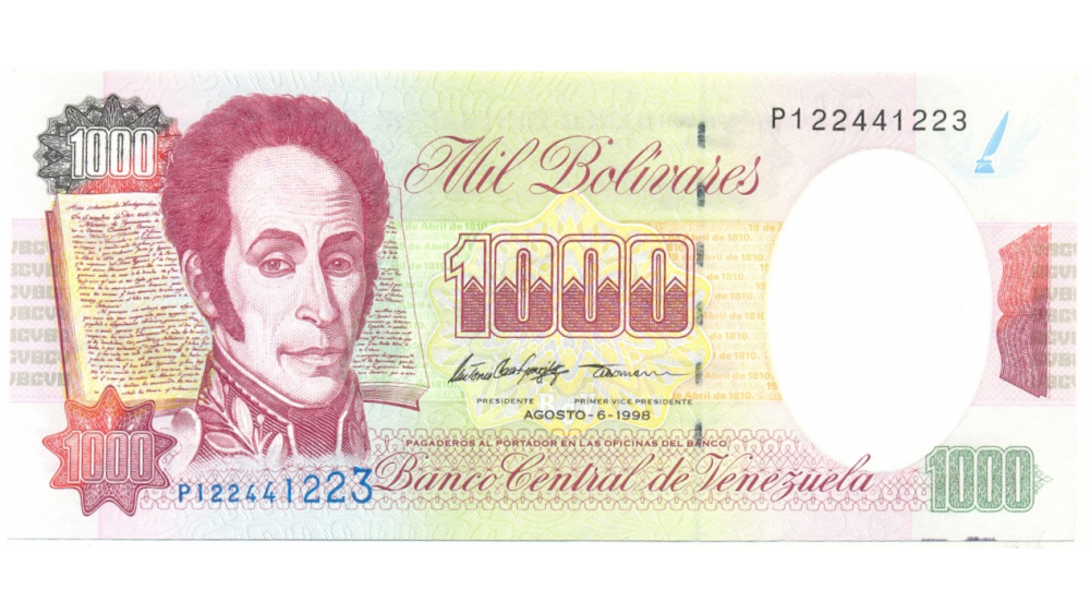 Billete 1000 Bolivares Agosto 1998 Serial P9  - Numisfila