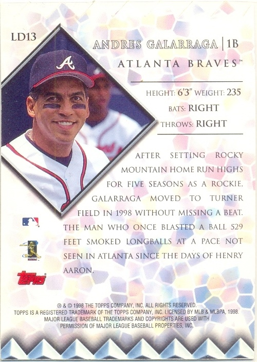 Barajita Andrés Galarraga Topps 1999 #LD13  - Numisfila