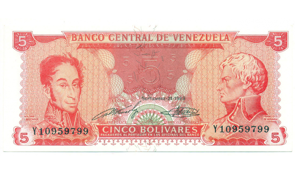 Billete 5 Bolívares 1989 Serial Y8  - Numisfila