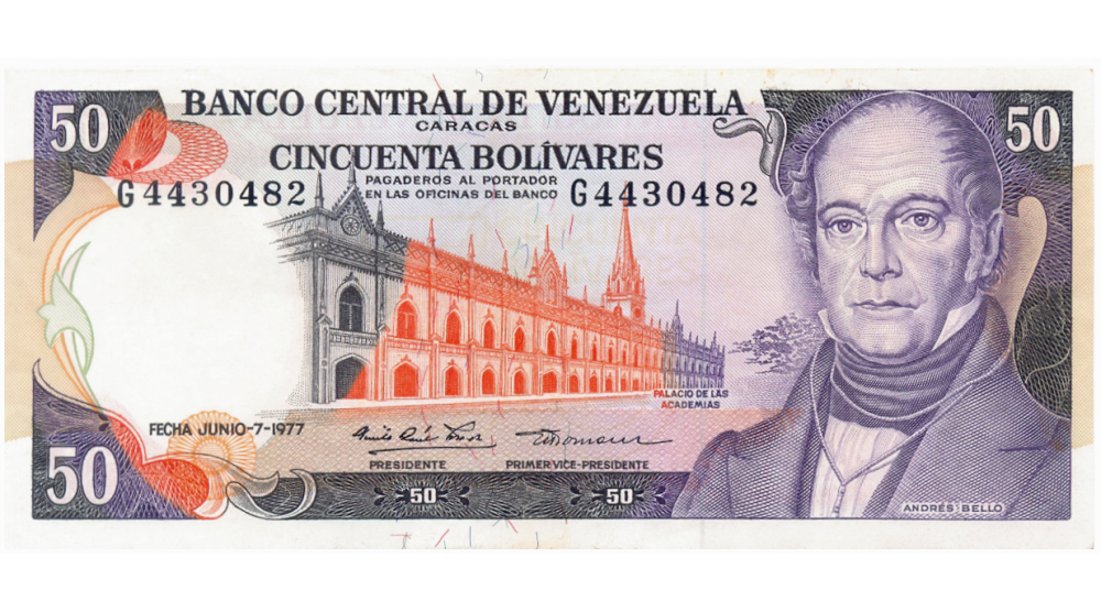 Billete 50 Bolívares Junio 1977 Serie G7  - Numisfila