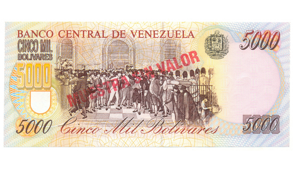 Billete Muestra Sin Valor 5000 Bolivares 1997  - Numisfila