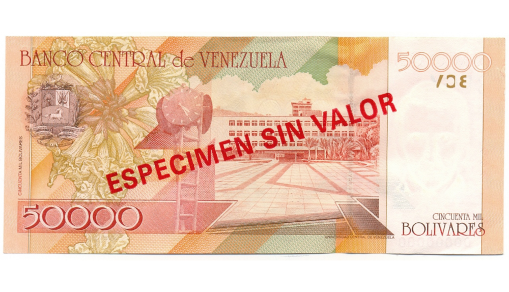 Billete 50000 Bolivares 1998 Especimen Sin Valor   - Numisfila