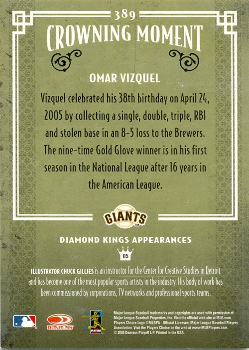 Barajita Omar Vizquel Donruss 2005  # 389  - Numisfila