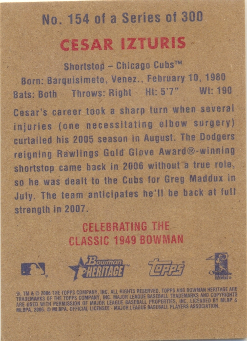 Barajita Cesar Izturis Bowman 2006 #154  - Numisfila