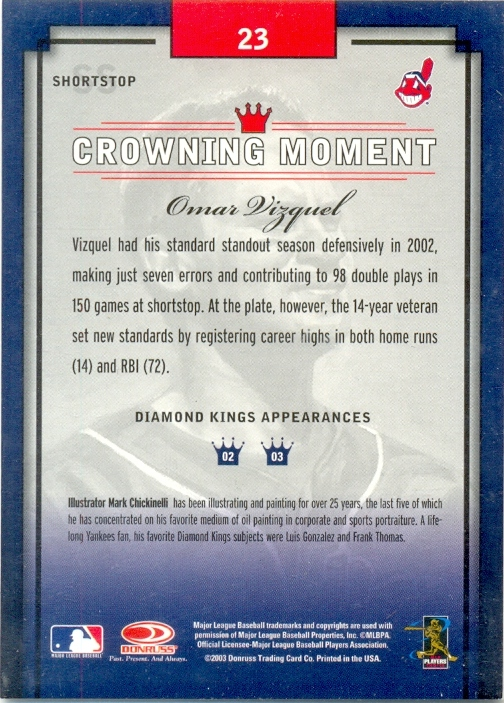 Barajita Omar Vizquel Donruss 2003  # 23  - Numisfila