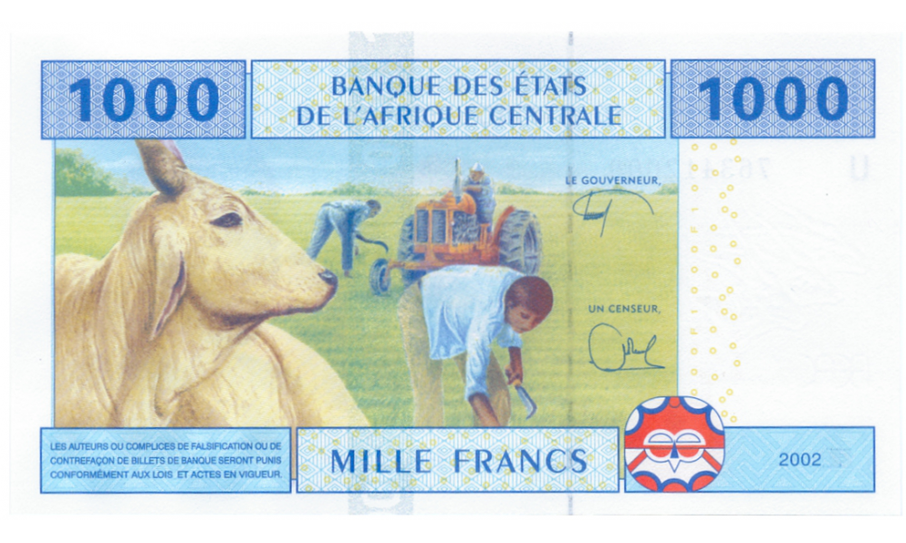 Billete Africa Central 1000 Francs 2002 (2017) Camerun  - Numisfila