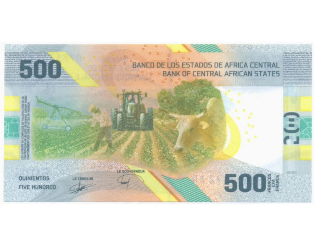 Billete Híbrido Estados de Africa Central 500 Francs 2020-2022   - Numisfila