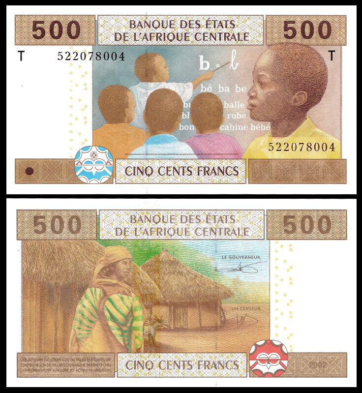 Billete Congo África Central 500 Francs 2002 (2017) T  - Numisfila