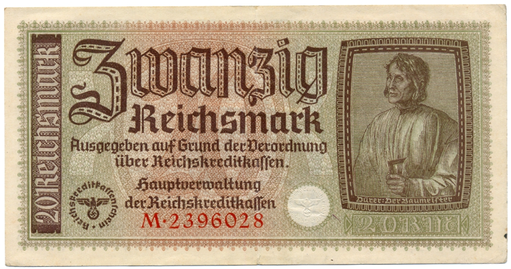 Billete Alemania 20 Reichsmark 1940-1945 3er Reich Durero - Numisfila