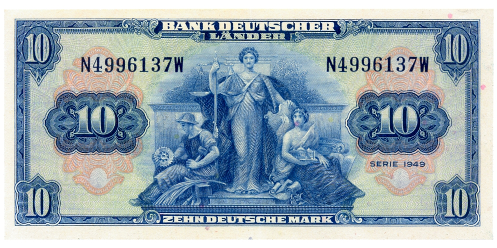 Billete Alemania 10 Deutsche Mark 1949 - República Federal  - Numisfila