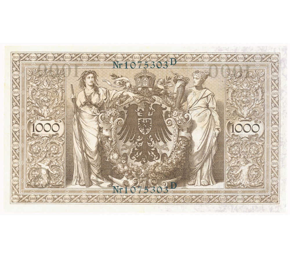 Billete Alemania 1000 Marcos 1910 Imperio Sello Verde    - Numisfila