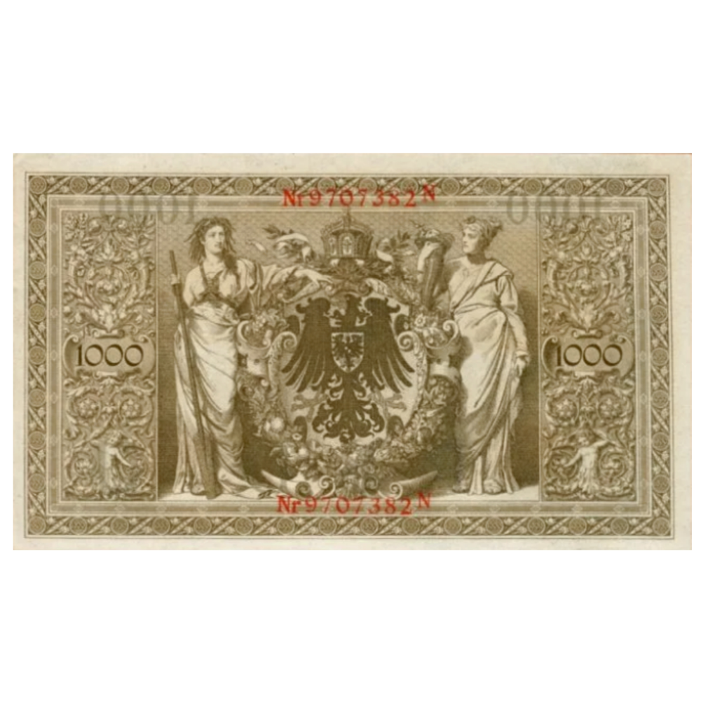Billete Alemania 1000 Mark 1910 Imperio Sello Rojo  - Numisfila