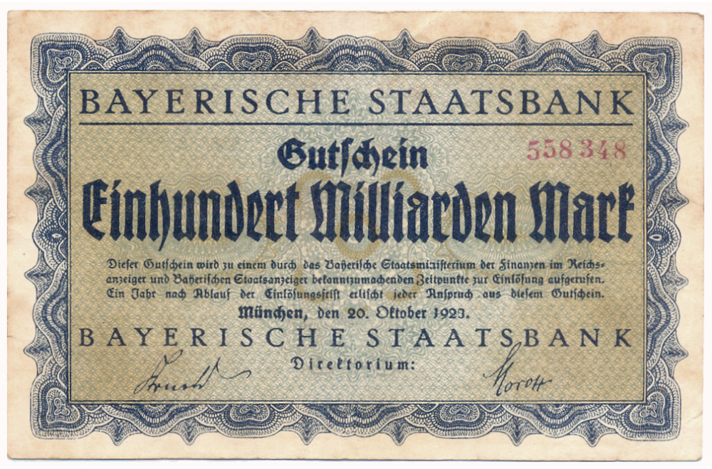 Billete Alemania Notgeld 100 Millardos 1923 Estado federado de Baviera   - Numisfila