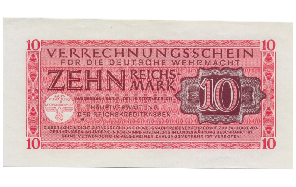 Billete Militar Alemania 10 Reichsmark 1944 Tercer Reich  - Numisfila