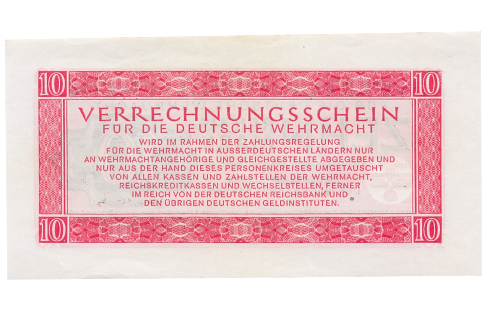 Billete Militar Alemania 10 Reichsmark 1944 Tercer Reich  - Numisfila