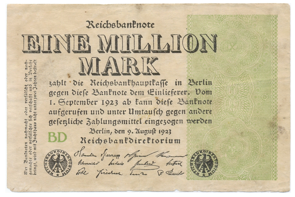 Billete Alemania Eine Million Mark 1923 Serie BN - Weimar - Numisfila