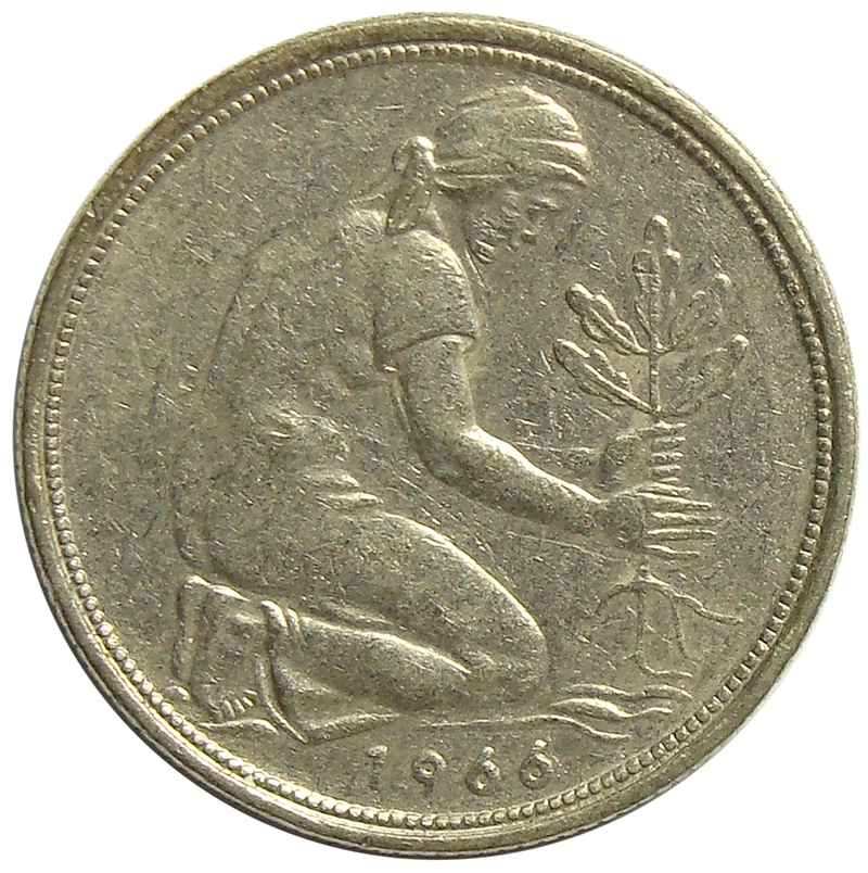 Moneda Alemania Federal 50 Pfennig 1950-71   - Numisfila