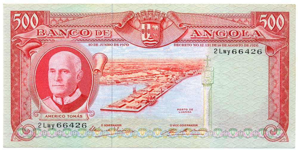 Billete Angola 500 Escudos 1970 - Américo Tomas  - Numisfila