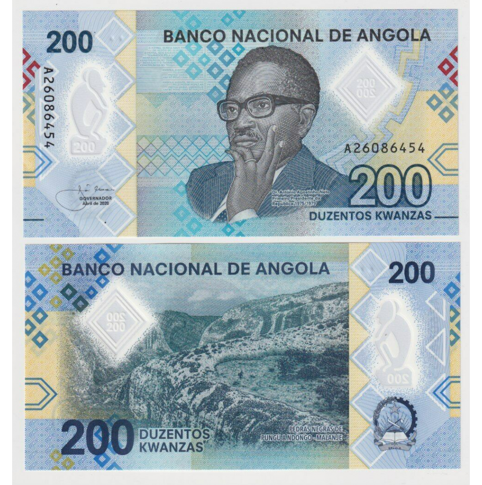 Billete Plástico Angola 200 Kwanzas 2020  Dr. António Agostinho Neto  - Numisfila