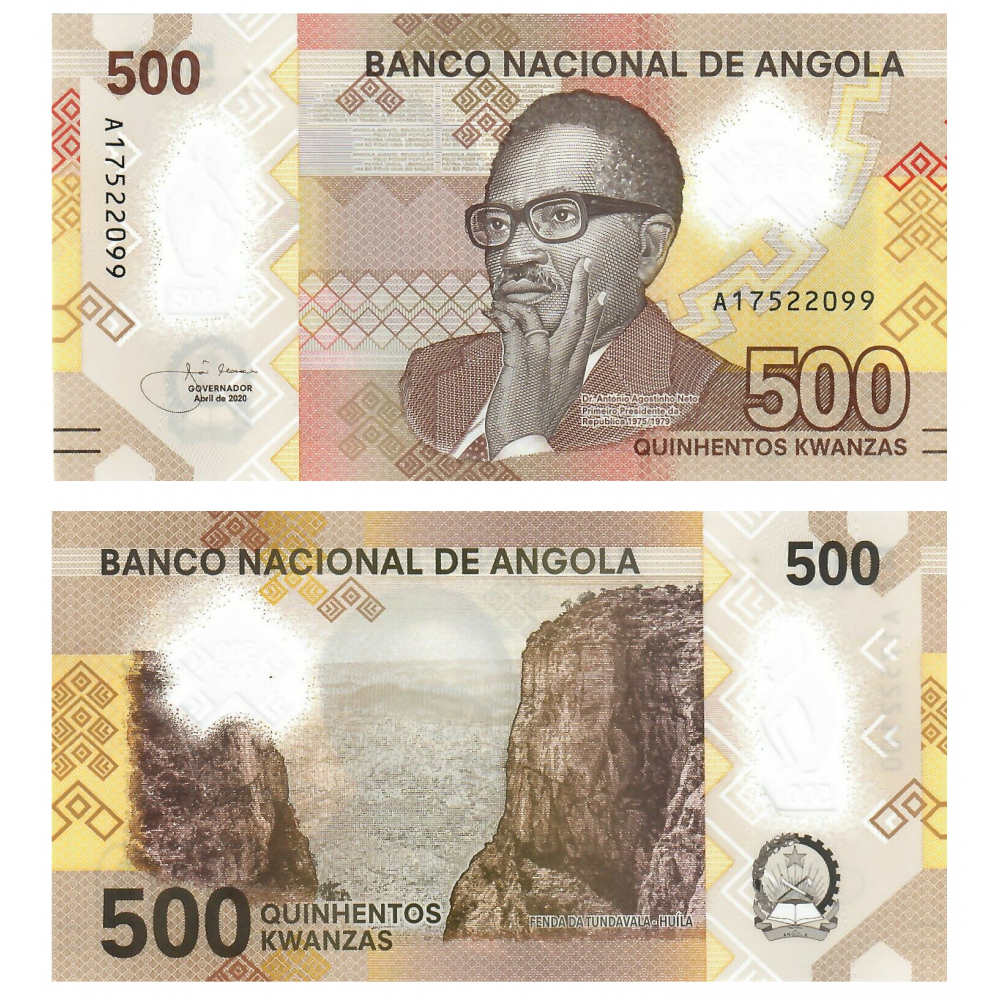 Billete Plástico Angola 500 Kwanzas 2020 Dr. António Agostinho Neto  - Numisfila