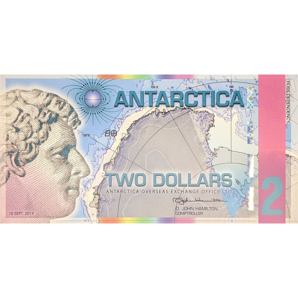 Billete Plastico Antartica 2 Dolares 2014  - Numisfila