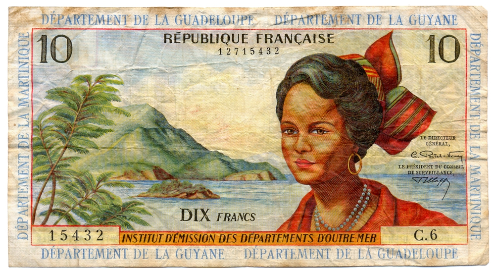 Billete Antillas Francesas 10 Francs 1964 Guadalupe, Guyane y Martinica - Numisfila