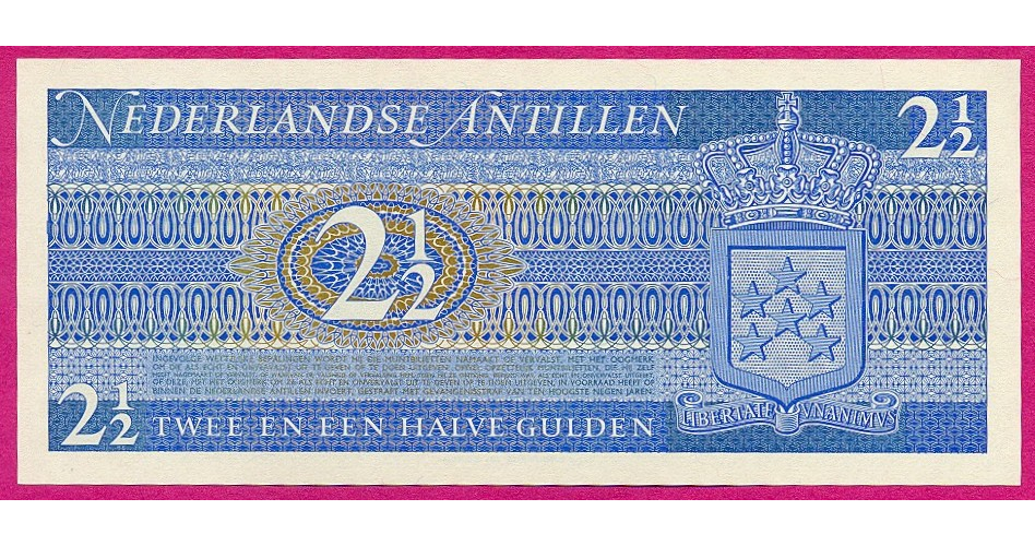 Billete Antillas Holandesas 2 ½ Gulden de 1970 Avión  - Numisfila