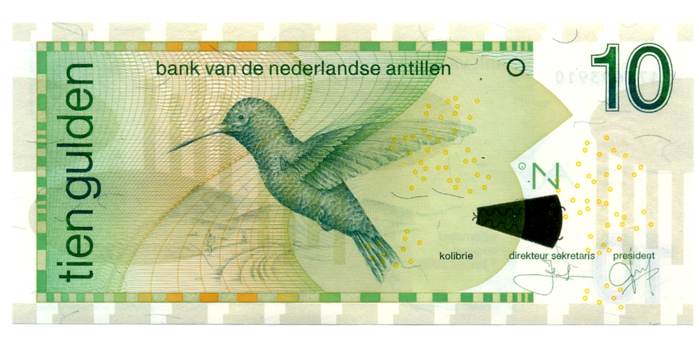 Billete Antillas Holandesas 10 Gulden 2006 - Colibrí - Numisfila