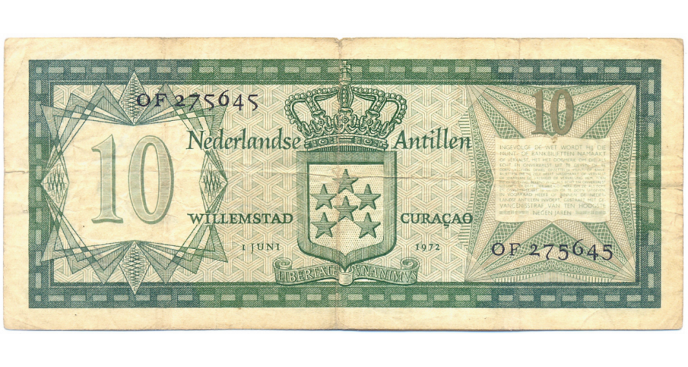Billete Antillas Holandesas 10 Gulden 1972  - Numisfila