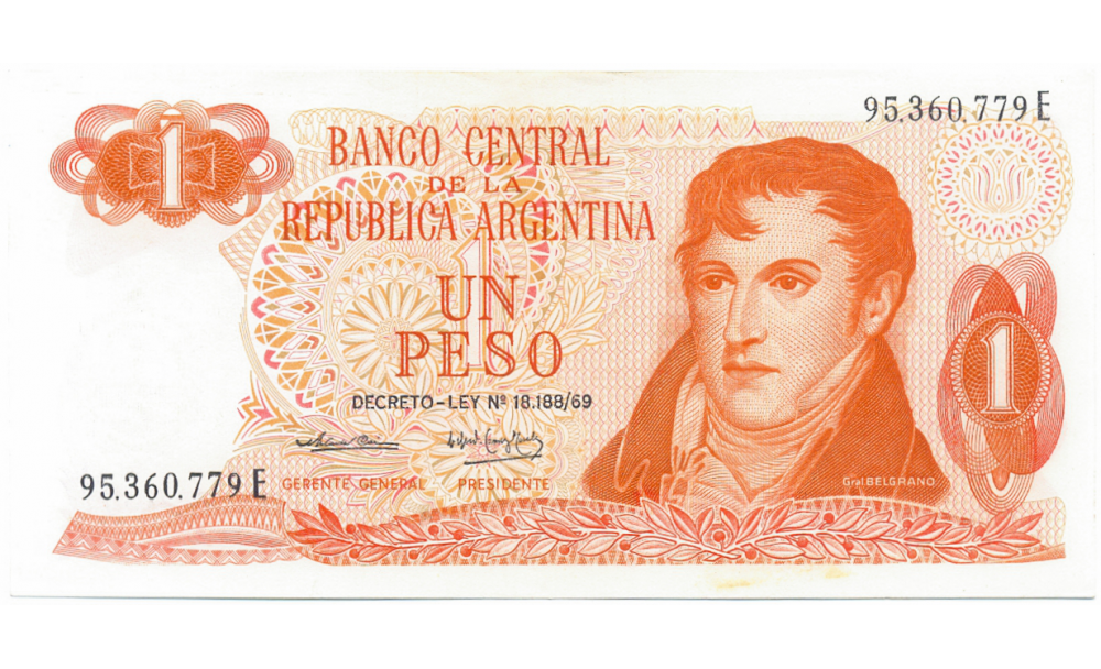 Billete Argentina 1 Peso 1970-1973  - Numisfila