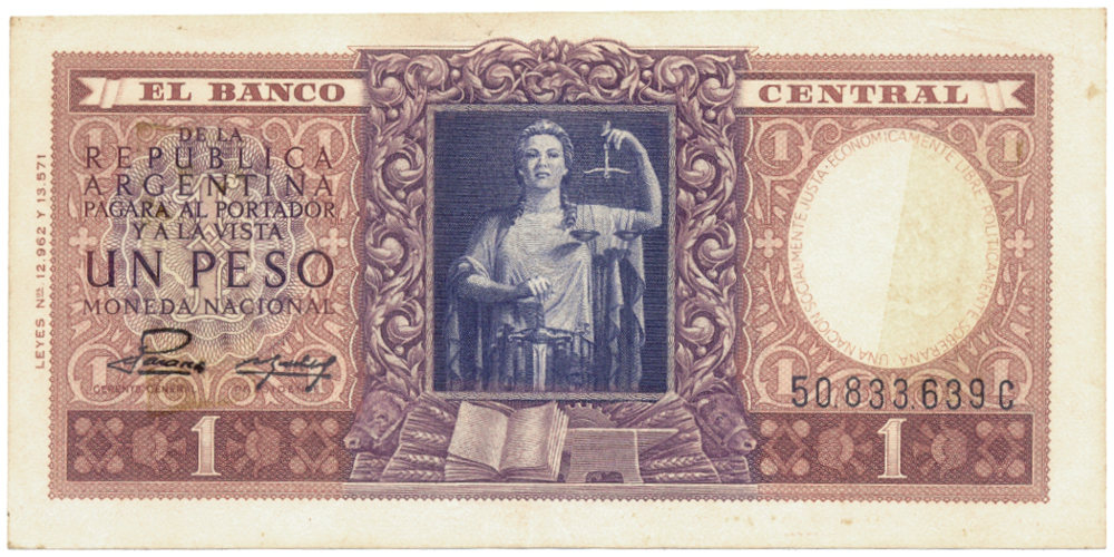 Billete Argentina 1 Peso 1952  - Numisfila