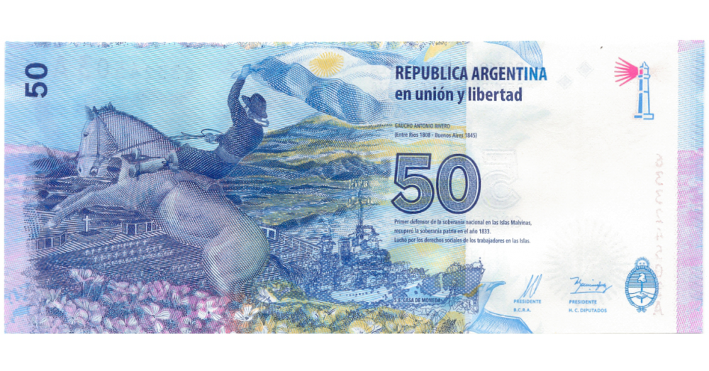 Billete Argentina 50 Pesos 2015 Islas Malvinas  - Numisfila