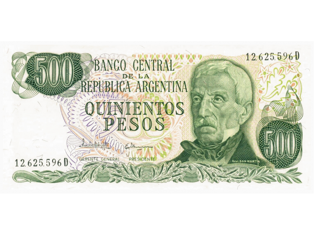 Billete Argentina 500 Pesos 1982 General Jose de San Martin  - Numisfila