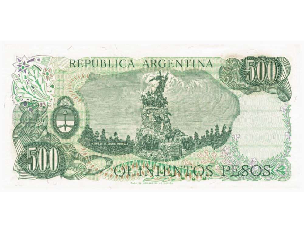 Billete Argentina 500 Pesos 1982 General Jose de San Martin  - Numisfila