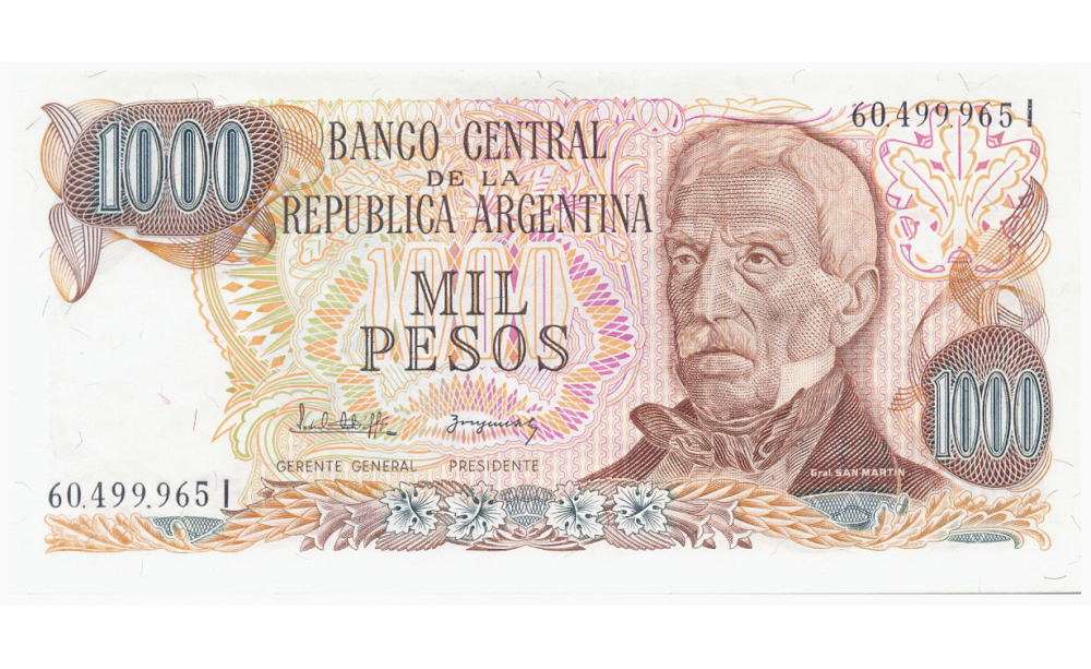 Billete Argentina 1000 Pesos 1982-83 San Martin  - Numisfila
