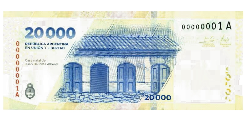 Billete Argentina 20000 Pesos 2024 Juan Bautista Alberdi  - Numisfila