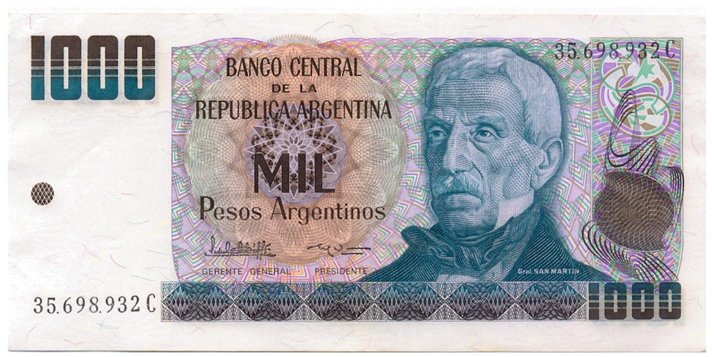 Billete Argentina 1000 Pesos Argentinos 1983-1985 José de San Martín - Numisfila