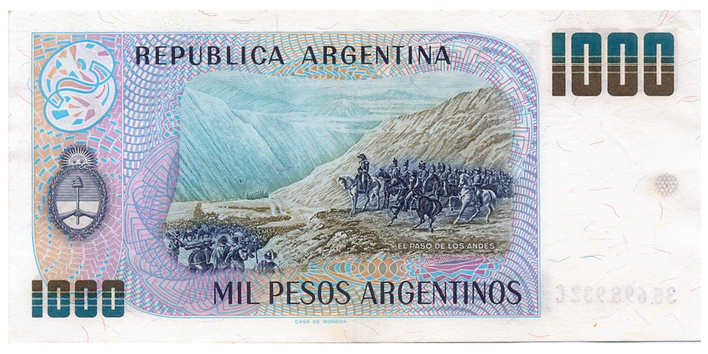 Billete Argentina 1000 Pesos Argentinos 1983-1985 José de San Martín  - Numisfila
