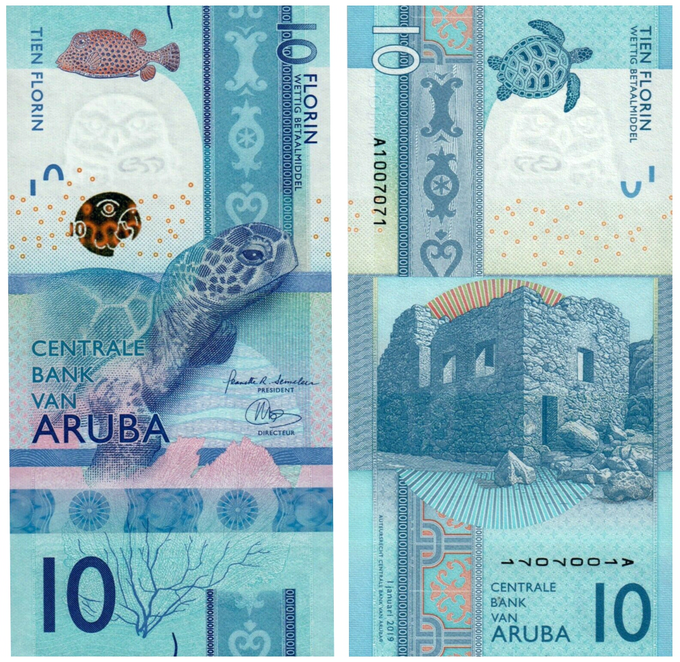 Billete Aruba 10 Florin 2019   - Numisfila